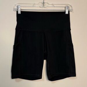 Black OFFLINE By Aerie Goals Pocket High Waisted 7" Bike Short